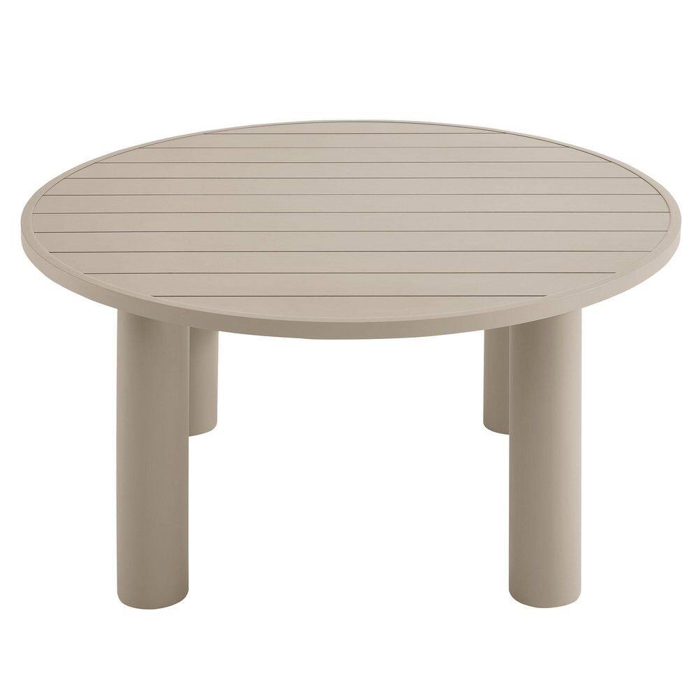 Nautica 60" Round Beige Aluminum Outdoor Dining Table