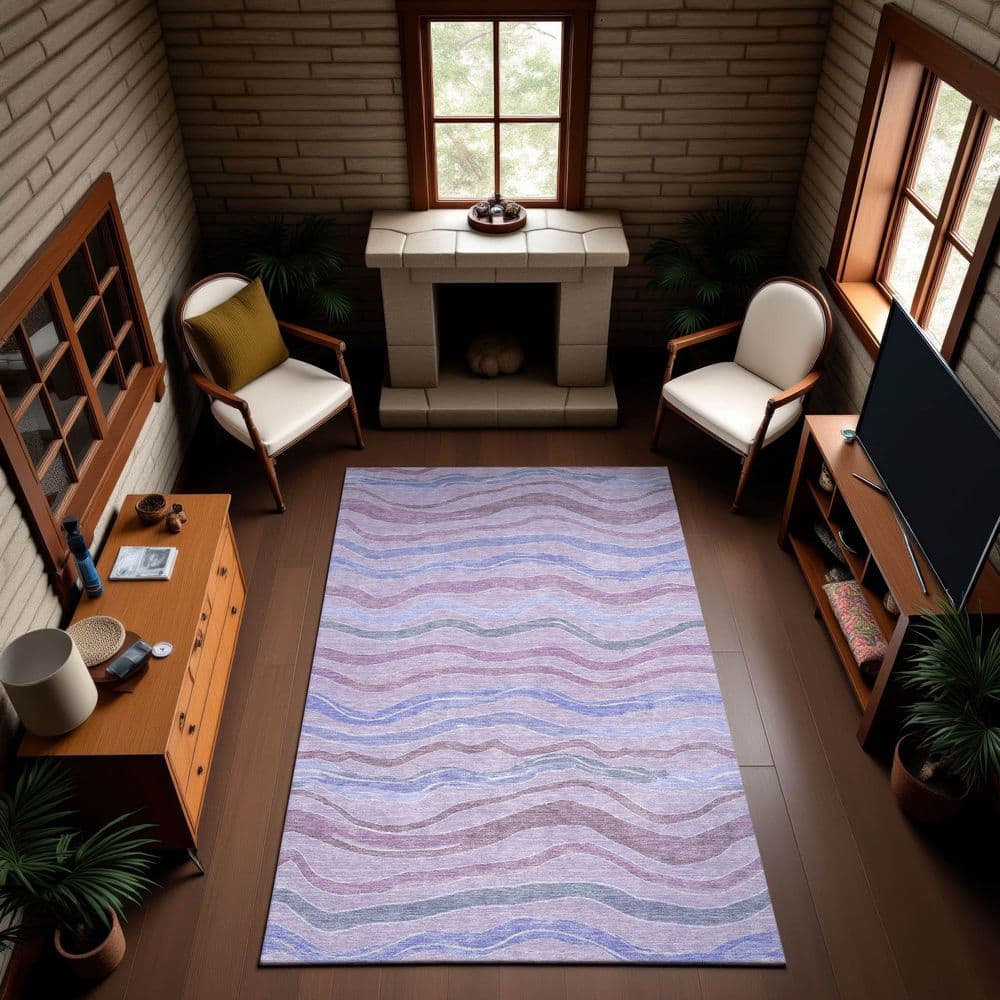 Mayfield Premium Machine Washable Abstract AMF1581 Lavender 10 ft. x 14 ft. Area Rug price history on PriceWatchPro