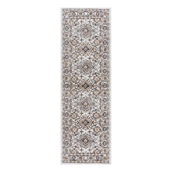 Gertmenian Alor Arcadia Ivory 3 ft. x 8 ft. Oriental/Border Indoor Runner Rug
