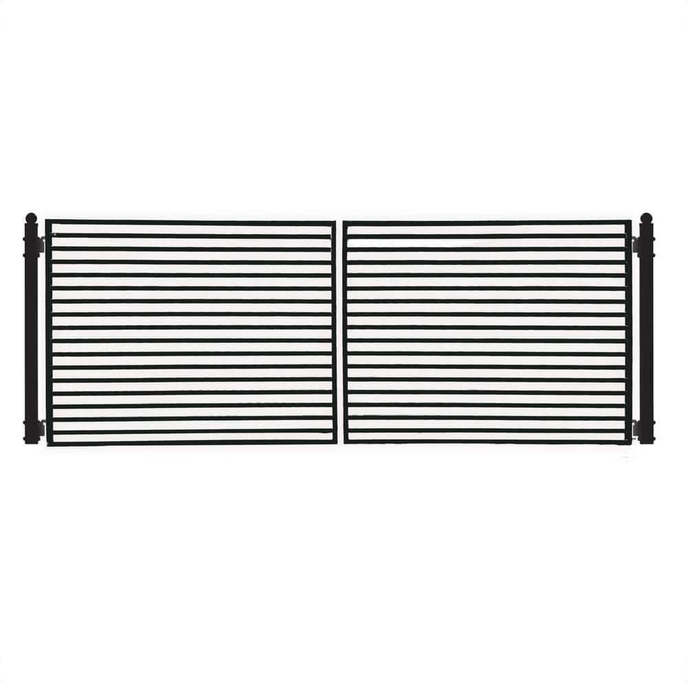 UPC 703980256718 product image for 14 ft. x 6 ft. Milan Black Metal Steel Dual Swinging Driveway Fence Gate | upcitemdb.com