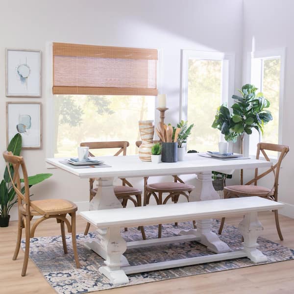 Linon Home Decor Reeser 6-Piece Rectangle White Wood Top Dining Room Set Seats 6