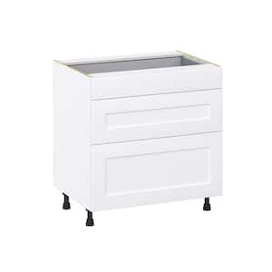 Wallace Painted Warm White Shaker Assembled Base Kitchen Cabinet with 3 Drawer (33 in. W X 34.5 in. H X 24 in. D)