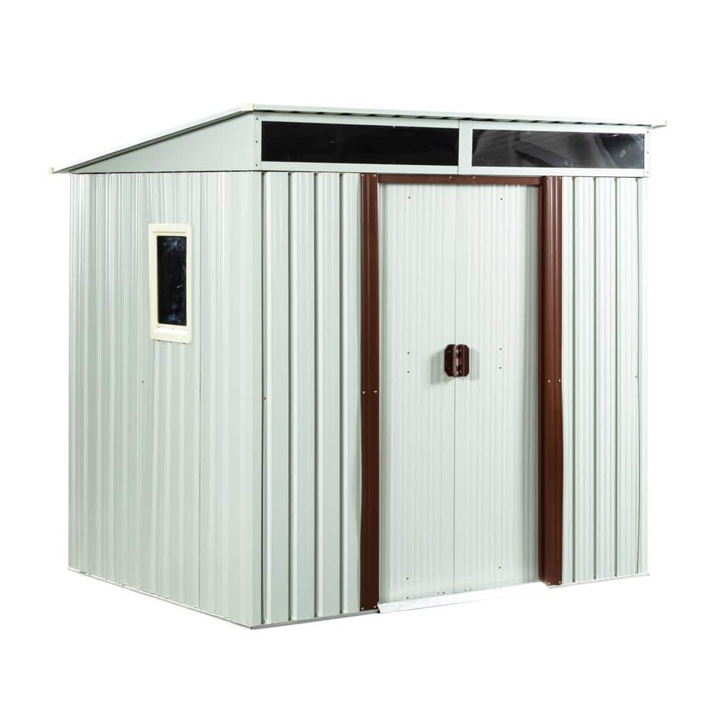 6 ft. W x 5 ft. D Outdoor Metal Storage Shed with Window Transparent ...