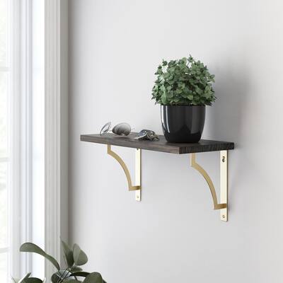 8 in. Painted Brushed Brass Steel Classic Casual Decorative Shelf Bracket (2-Pack)