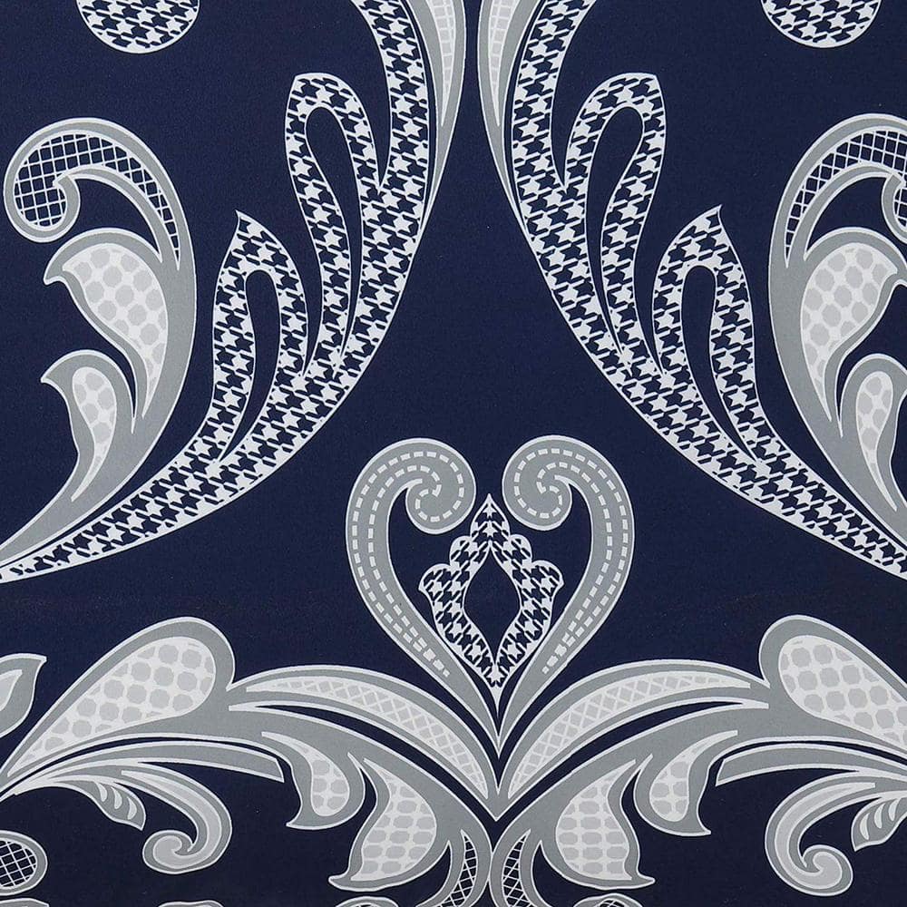 Navy and Silver Reversible Microfiber King Comforter Set