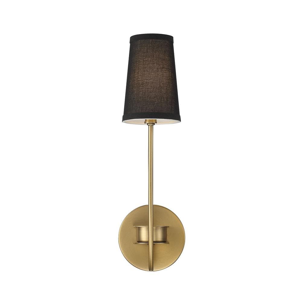 Mid-Century Modern Dimmable Black and Brass Sconce