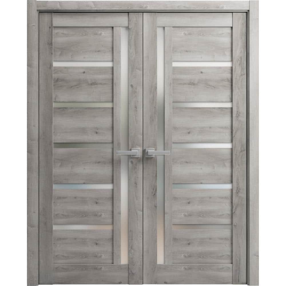 60 in. x 84 in. 2 Panel Nebraska Grey Finished Solid MDF Sliding Door with Hardware price history on PriceWatchPro