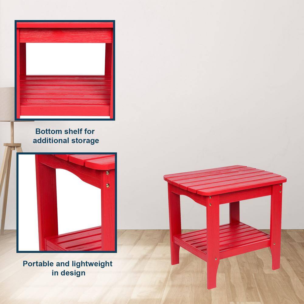 Chili Red Cedar Wood Rectangular Indoor/Outdoor Side Table