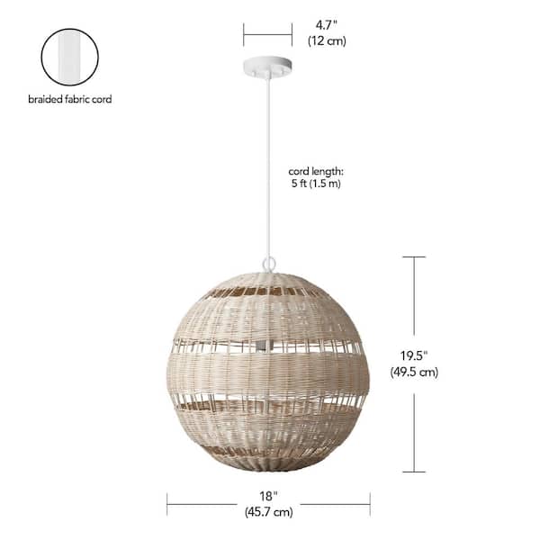 Globe Electric 1 Light White Pendant, Cloth Covered Lamp Cord Home Depot