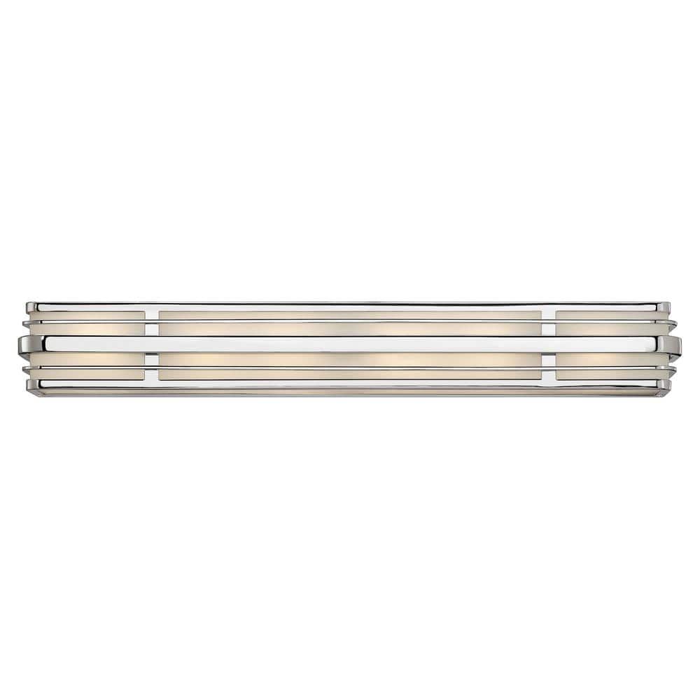 Winton 37.25" Chrome Vanity Light with White Etched Glass Panels