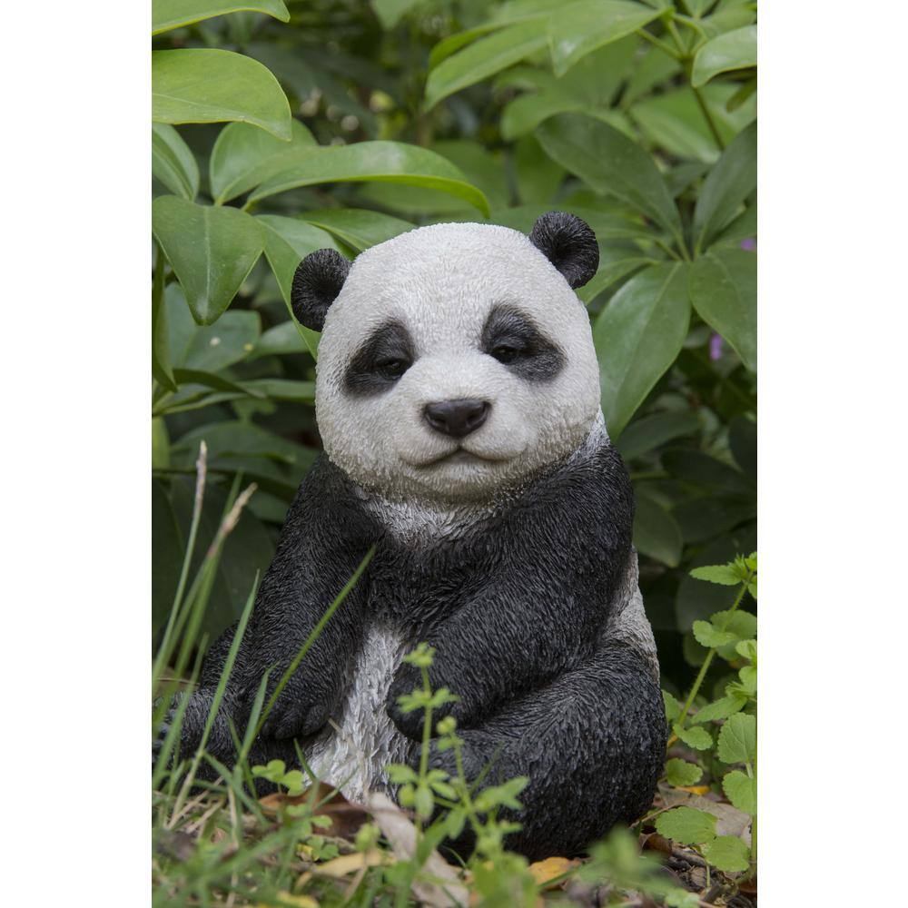Small Black and White Polyresin Sitting Panda Statue