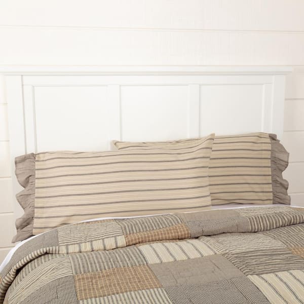 Sawyer Mill Charcoal Ruffled Farmhouse Cotton King Pillowcase (Set of 2)