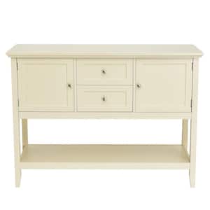 46 in. L Beige Wood Top Console Table Sideboard Buffet with Drawers Cabinet and Open Shelf