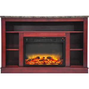 Oxford 47 in. Electric Fireplace with Enhanced Log Insert and Cherry Mantel