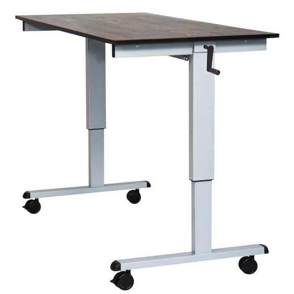 Luxor 59 in. Rectangular Silver/Black Standing Desks with Adjustable Height