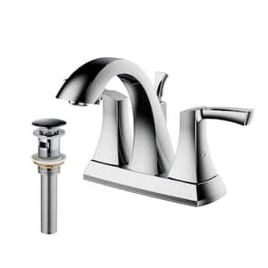 Randburg Centerset 2-Handle 2-Hole Bathroom Faucet with Matching Pop-up Drain in Chrome