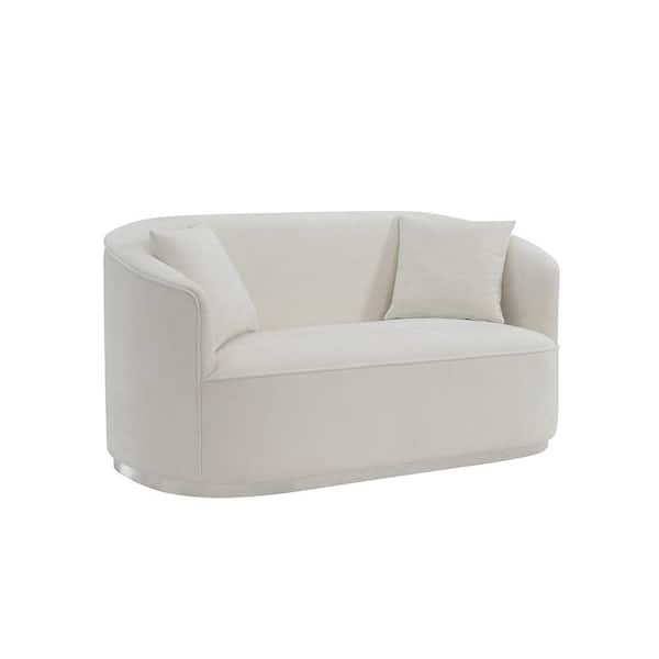 Acme Furniture Odette 33 in. Beige Chenille Solid Linen 2 Seat Loveseat