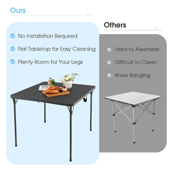 Costway Grey Aluminum Adjustable Camping Table OP70268GR - The Home Depot