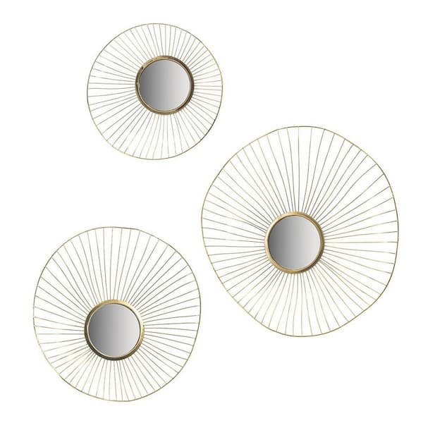 HomeRoots 35.8 in. W x 25.4 in. H Wood Gold Vanity Mirror