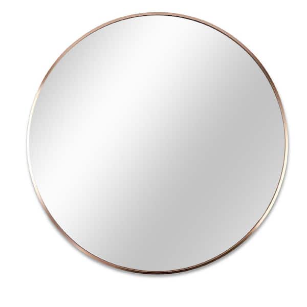 Unbranded 20 in. W x 20 in. H Round Framed Wall Mount Anti-Fog Bathroom Vanity Mirror in Gold