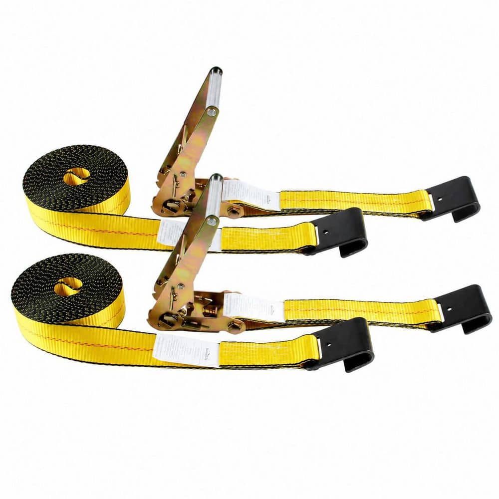 27 ft. x 2 in. Flat Hook Ratchet Tie Down Straps Heavy Duty Weather Resistant for Flatbed Trailer Truck 2 Pack price history on PriceWatchPro
