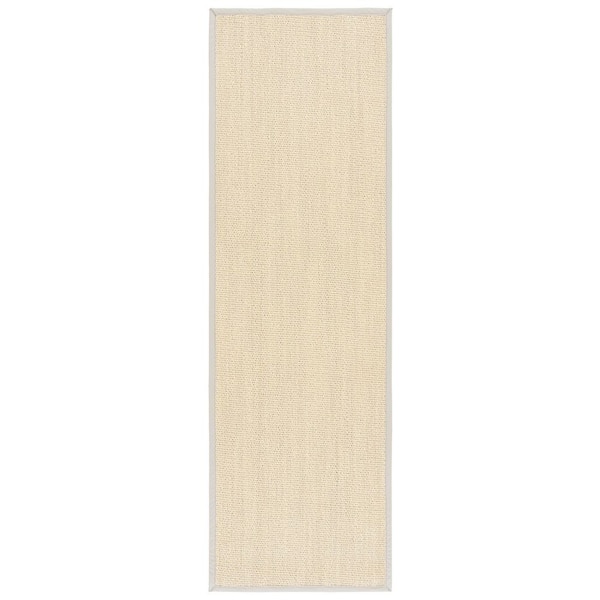 Natural Fiber 2 ft. x 8 ft. Marble/Beige Coastal Border Runner Rug