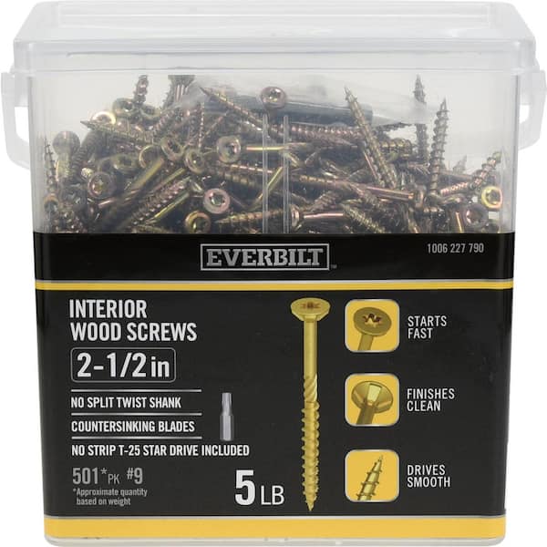 Everbilt #9 x 2-1/2 in. Star Drive Flat Head Interior Wood Screws (501-Pack)