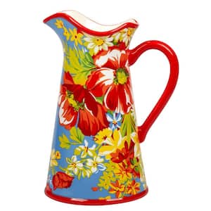 Blossom Rooster 96 fl. oz. Multi-Colored Earthenware Pitcher