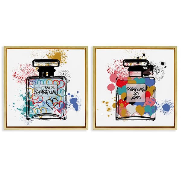 Stupell Industries Urban Splatter Perfumes by Carol Robinson 2-Pieces Gold Floater Frame Abstract Graphic Art Print 18 in. x 18 in.