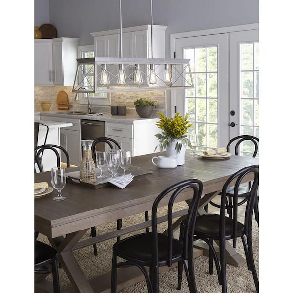 Briarwood Collection 5-Light Bleached Oak Farmhouse Linear Island Chandelier Light