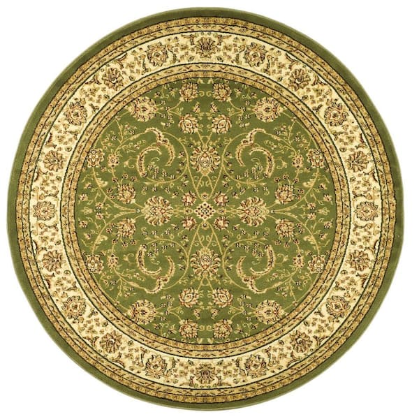 SAFAVIEH Lyndhurst Sage/Ivory 8 ft. x 8 ft. Round Floral Border Antique Area Rug