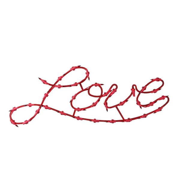 Northlight 17 in. 35-Light Red Incandescent Lighted Love Script Valentine's Day Window Silhouette