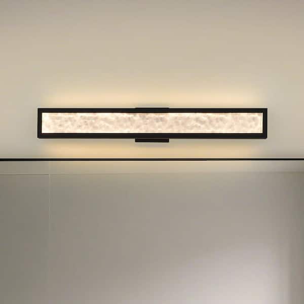 Courtney 32 in. 1-light Textured Black 5CCT LED Vanity Light with Clear Water Glass