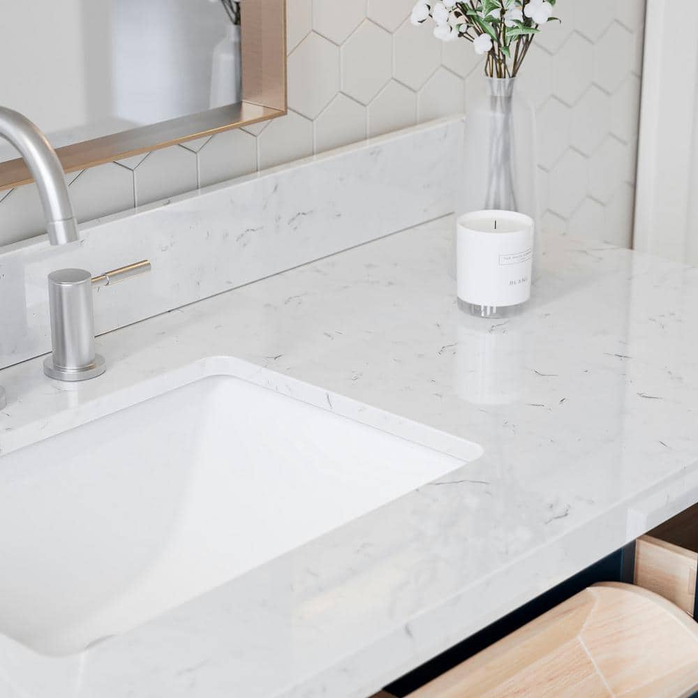 Midnight Blue 54" Single Sink Vanity with Carrara Quartz Top