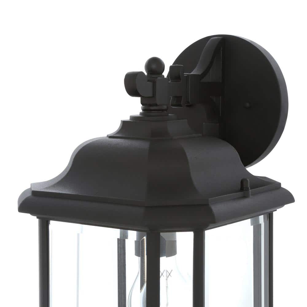 Kent Sleek Black Outdoor Sconce with Clear Beveled Glass