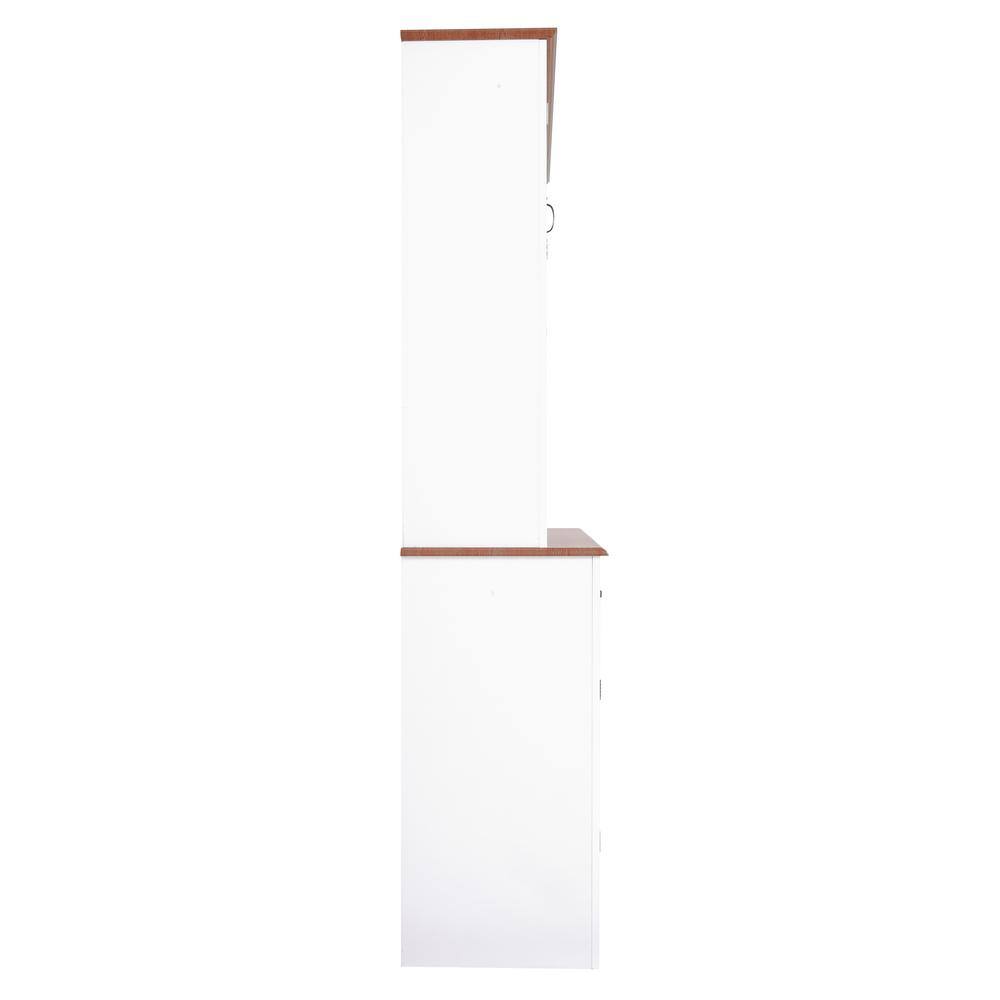 White and Pine Country Barn Door China Cabinet