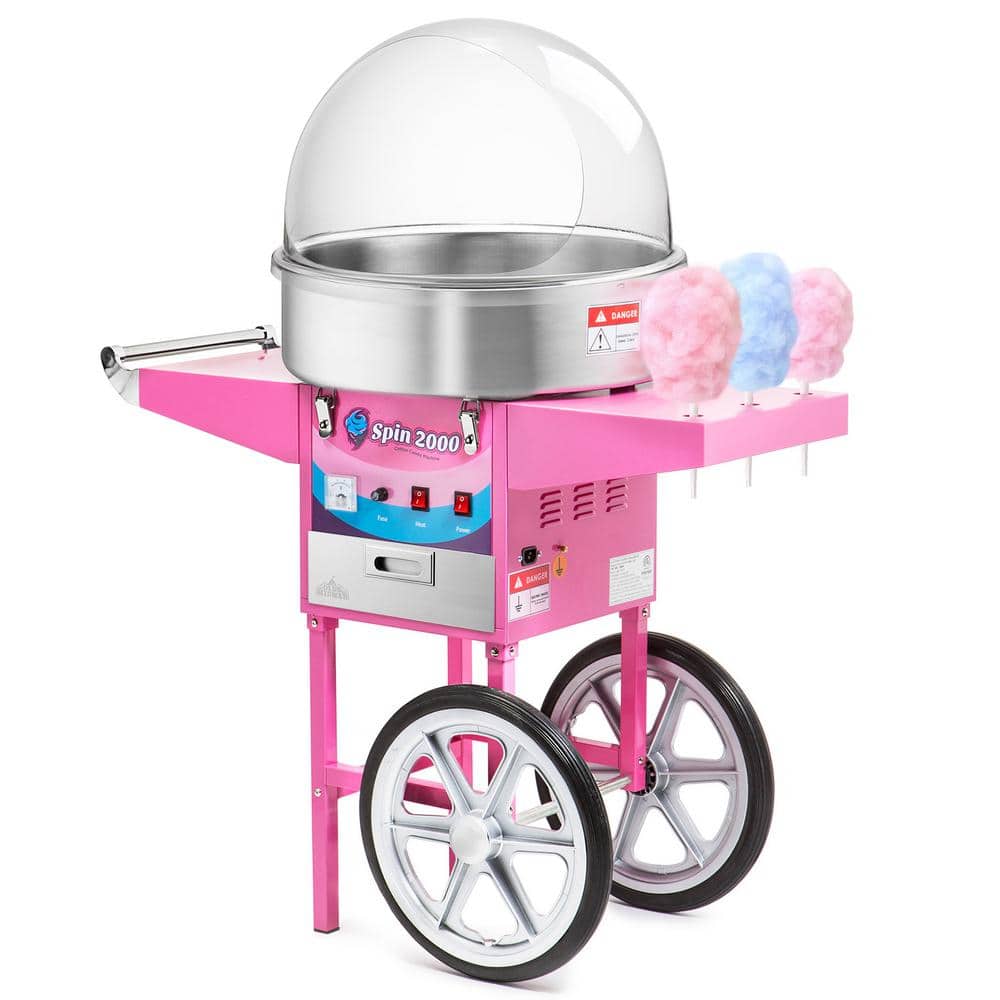 Olde Midway 950 W Pink Cotton Candy Cart and Shield