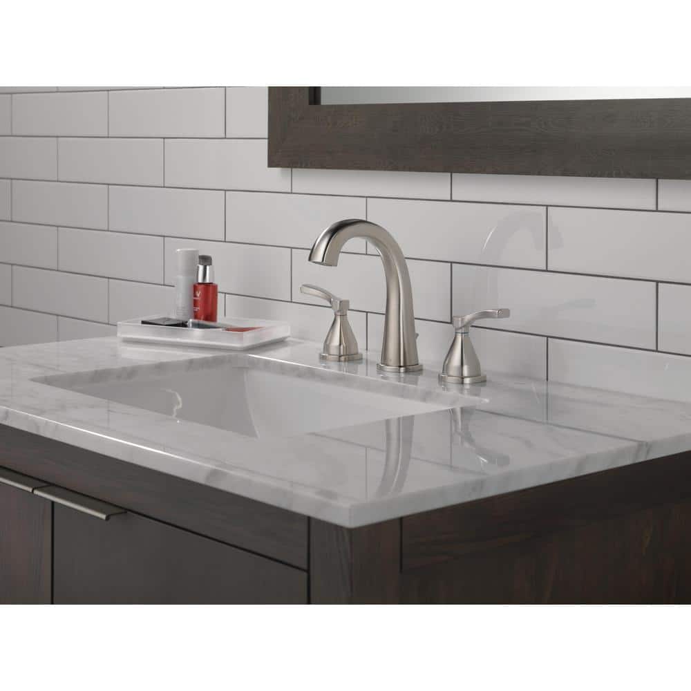 Modern Stainless Steel Widespread Bathroom Faucet with Dual Handles