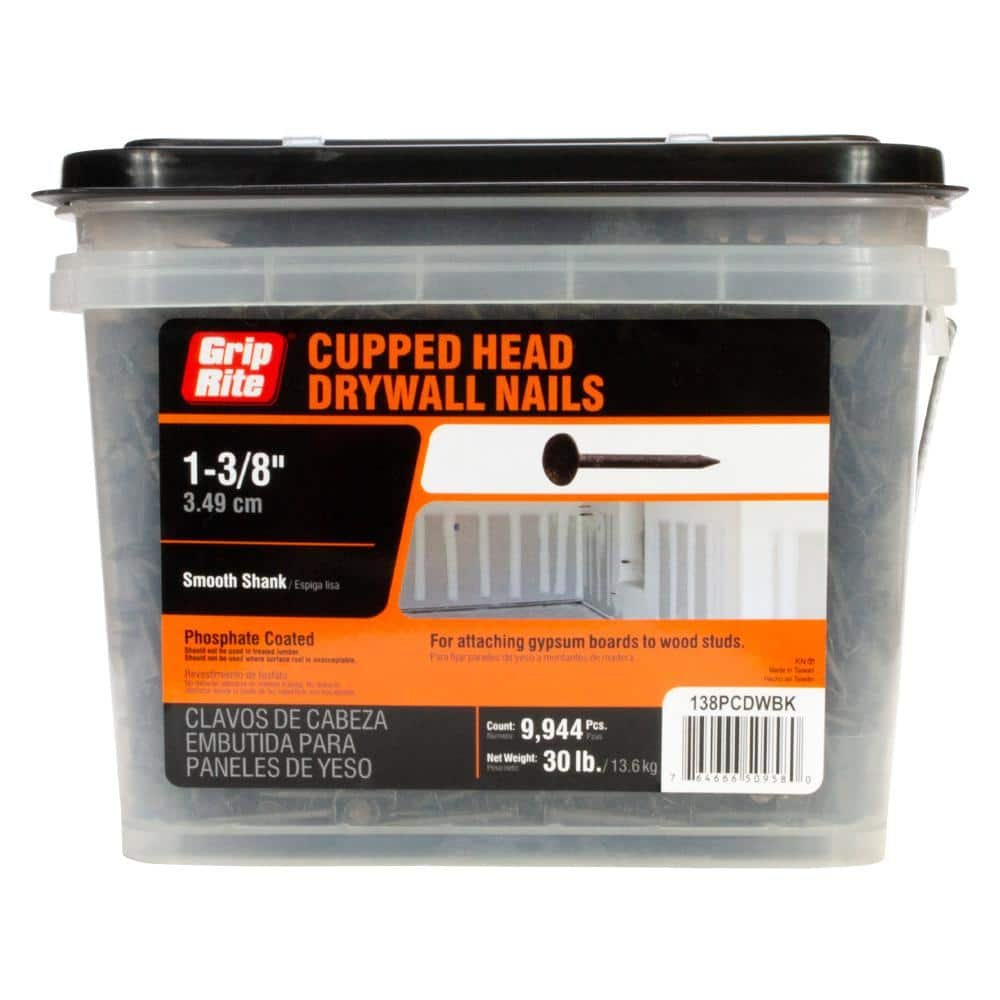 Grip-Rite #14 x 1-3/8 in. Phosphate Coated Drywall Nails (30 lb.-Pack)  138PCDWBK - The Home Depot