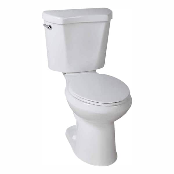 Glacier Bay 2-Piece 1.28 GPF High Efficiency Single Flush Elongated Toilet in White, Seat Included