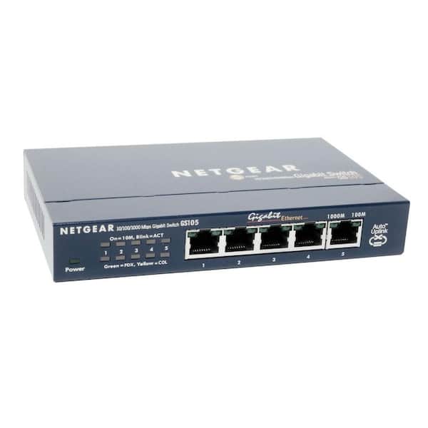 Gepard uddannelse rim Netgear 5-Port Gigabit Ethernet Unmanaged Switch GS105NA - The Home Depot
