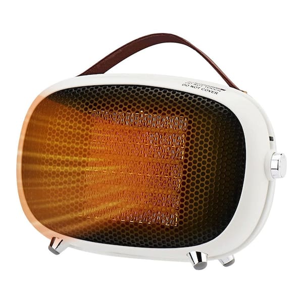 800W White Indoor Electric Ceramic Heater Portable Space Heater with Tip-Over Overheat Protection for Office Bedroom