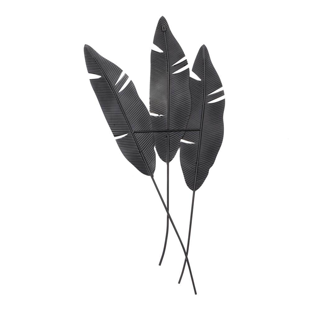 Contemporary Gold and Black Metal Palm Leaf Wall Sculpture