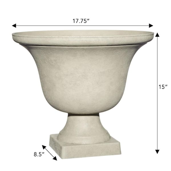 14 in. Fresno Medium White High-Density Resin Planter (14 in. D x 12 in. H)  With Drainage Hole