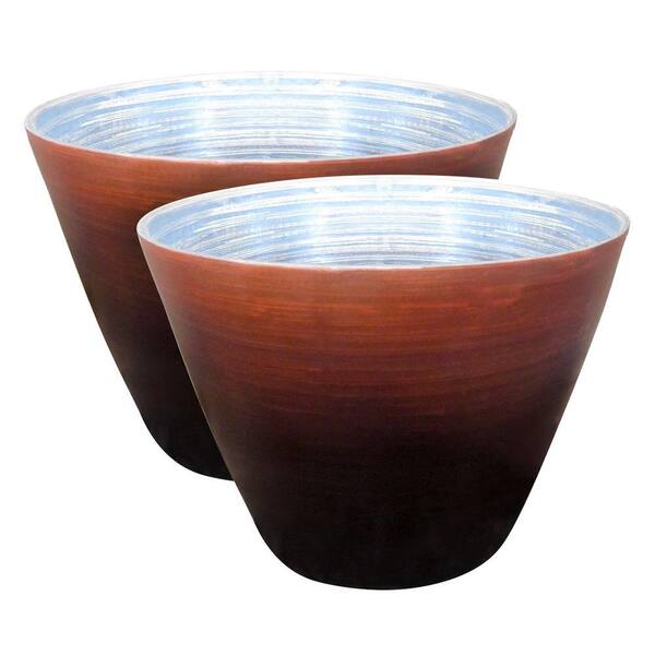 Bel Air Lighting 14 in. Red Striped Bamboo Planter (2-Pack)-DISCONTINUED