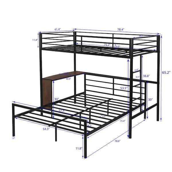 Blaise Black Twin Over Full Metal Bunk, Twin Over Full Bunk Beds That Separate