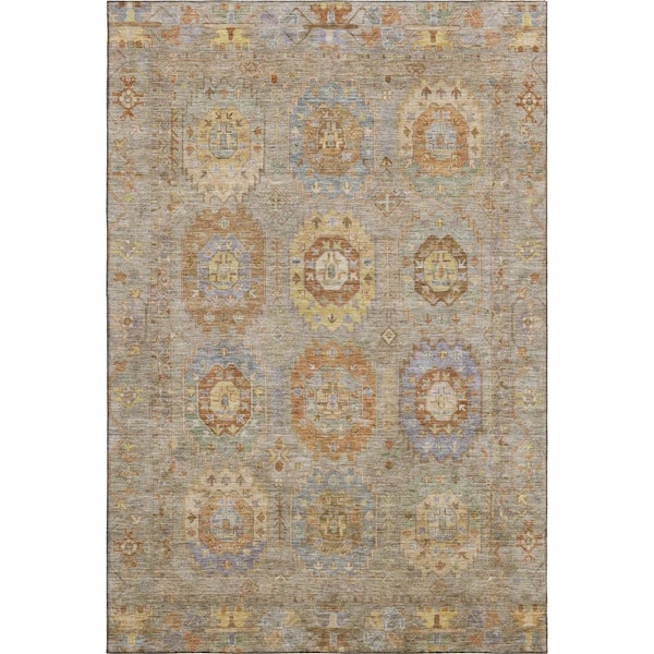 Mayfield Premium Machine Washable Abstract AMF2227 Taupe 10 ft. x 14 ft. Area Rug