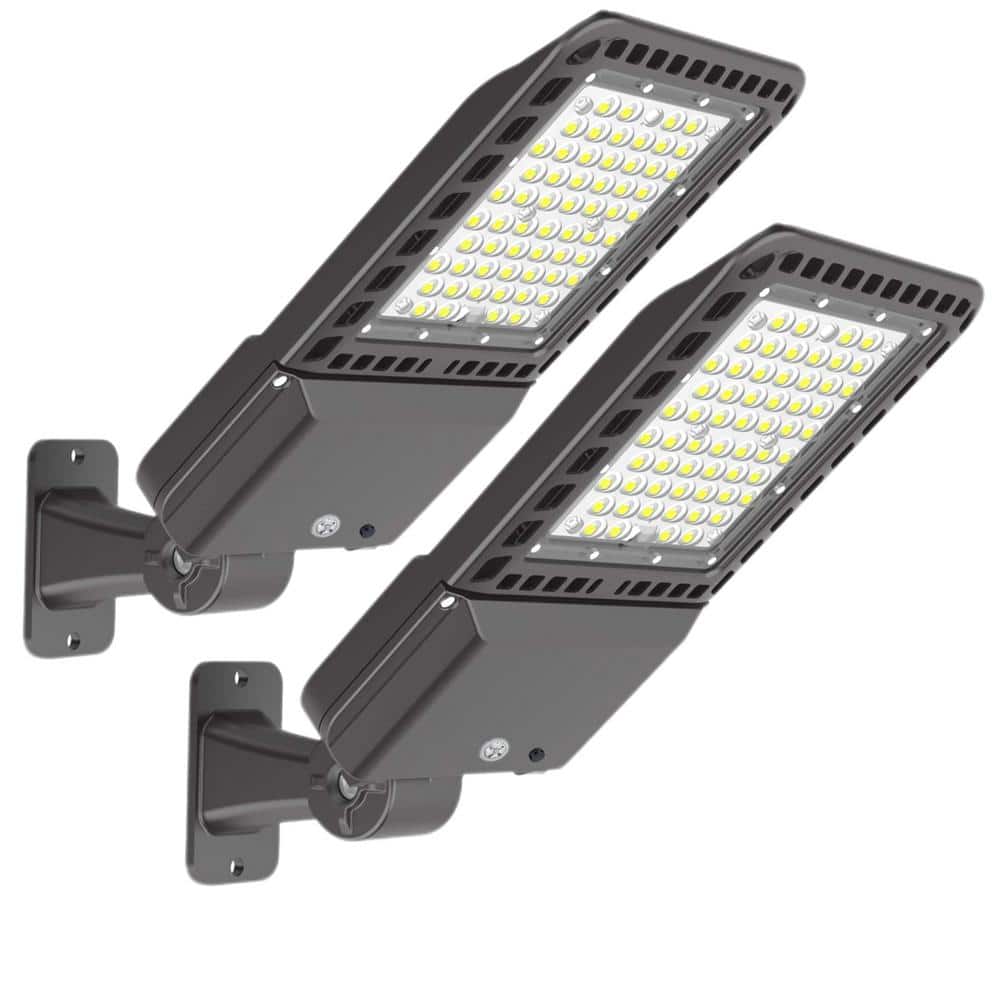 800-Watt Equivalent Integrated LED Bronze Dusk to Dawn Arm Mount LED Street