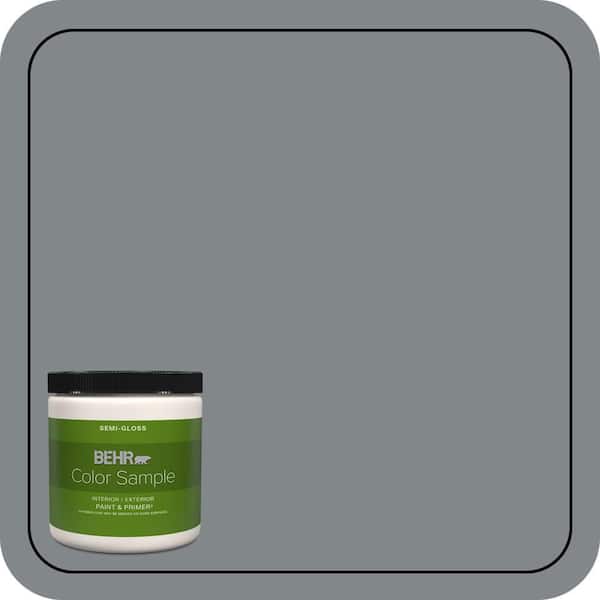 BEHR PREMIUM PLUS 8 oz. #N500-5 Magnetic Gray color Semi-Gloss Interior/Exterior Paint & Primer Color Sample