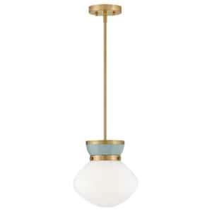 Lucy 1-Light Lacquered Brass Globe Pendant Light with Shade